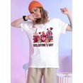 thumbnail image 1 of Valentine's Day Print T-shirt, Casual Short Sleeve Crew Neck Top For Spring & Summer, Women's ClothiCamisetas para mujer, lindas camisetas con estampado gráfico, de manga corta, estilo casual, para ve, 1 of 6