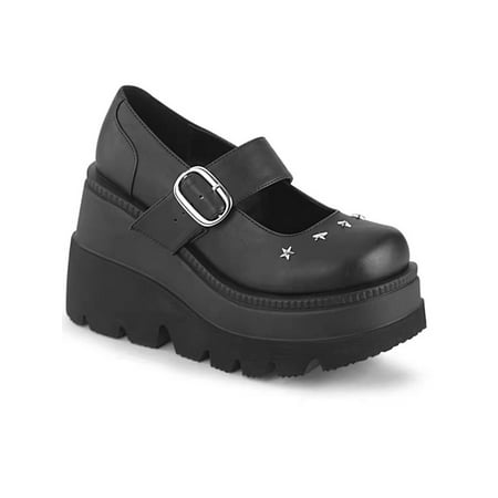

Zodanni Ladies Vintage High Heels Wedding Non-slip Wedge Casual Ankle Strap Buckle Mary Jane Black 8