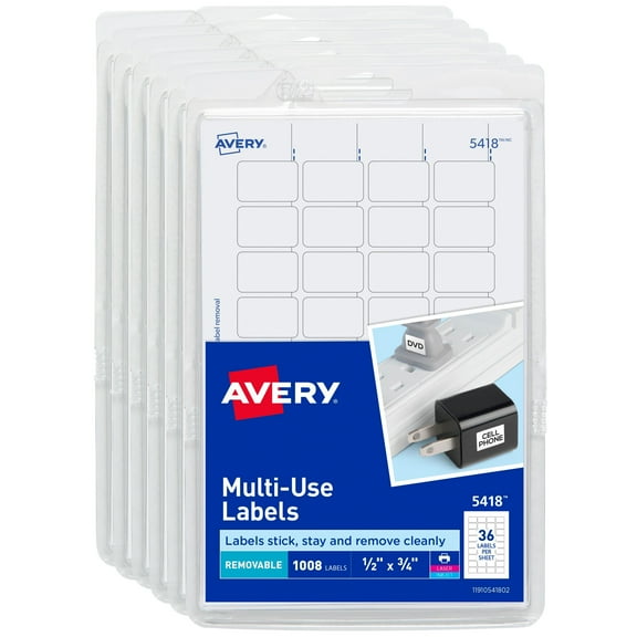 Avery Removable Labels, 1/2" x 3/4", White, 6,048ct (45418)