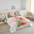 thumbnail image 2 of Flamingo Queen Comforter Set Palm Leaves Bedding Set ,Wild Animals Quilt Tropical Plant Leaf Duvet Insert,Wildlife Botanical Pink Room Decor, 2 of 5