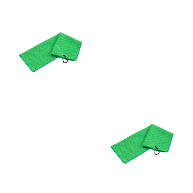 Eigraketly Toalla de golf Microfibra Colgante Fodable Interior Exterior Correr Natación Deporte Torres de limpieza con mosquetón Clip Verde 2piezas