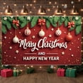 thumbnail image 4 of Red Background Christmas Banner Festive Design New Year Banner Star Decor Red Bows Holiday Banner for Christmas Party New Year Celebration Indoor Decor, 4 of 8