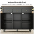 thumbnail image 3 of Lofka 79.06" Kitchen Island with Extendable Table for 2, Extendable Kitchen Island Cart on Wheels with Storage Cabinet & 2 Open Shelves, 3 Drawers, Black, 3 of 6