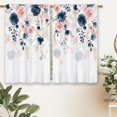thumbnail image 6 of Navy Blue Pink Flower Kitchen Curtains Floral Watercolor Leaves Small Short Cafe Window Curtains Botanical Wildflower Rod Pocket Bathroom Drapes Treatment Tier Curtains (27.5x39 Inch), 6 of 6