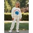 thumbnail image 2 of Laughing Child Soft Mink-Brushed Space-Themed Fuzzy Sweatshirt for Kids with Exposed Faux Fur Detail and Playful Alien Characters for Everyday Wear, 2 of 7