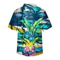 thumbnail image 3 of TQWQT Mens Hawaiian Scrub Tops V Neck Stretch Tunic Hawaiian Shirts Plus Size Casual Blouses Short Sleeve Tops Blue 3XL, 3 of 3