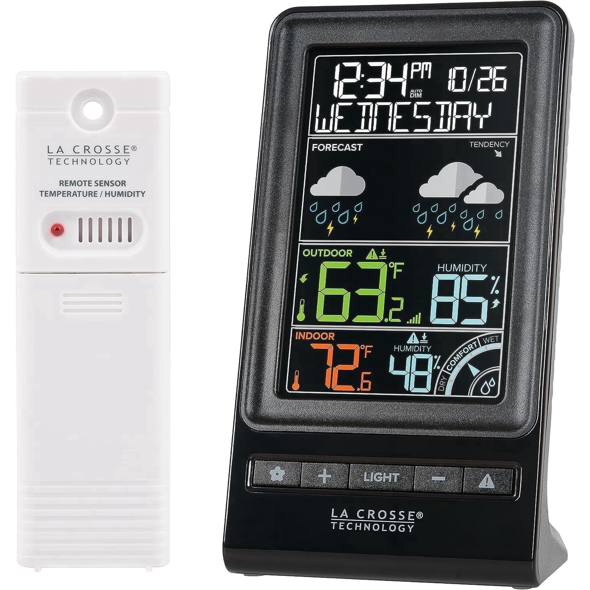 La Crosse Technology Black Digital Multi-Color LCD Wireless Weather Station, 308-1415C