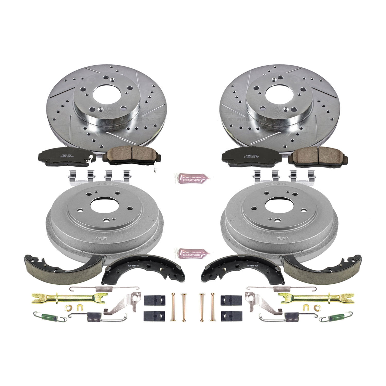 PowerStop Front and Rear Z23 Evolution Sport Brake Pad Rotor Drum and Shoe Kit Fits: HONDA Select Models K15109DK