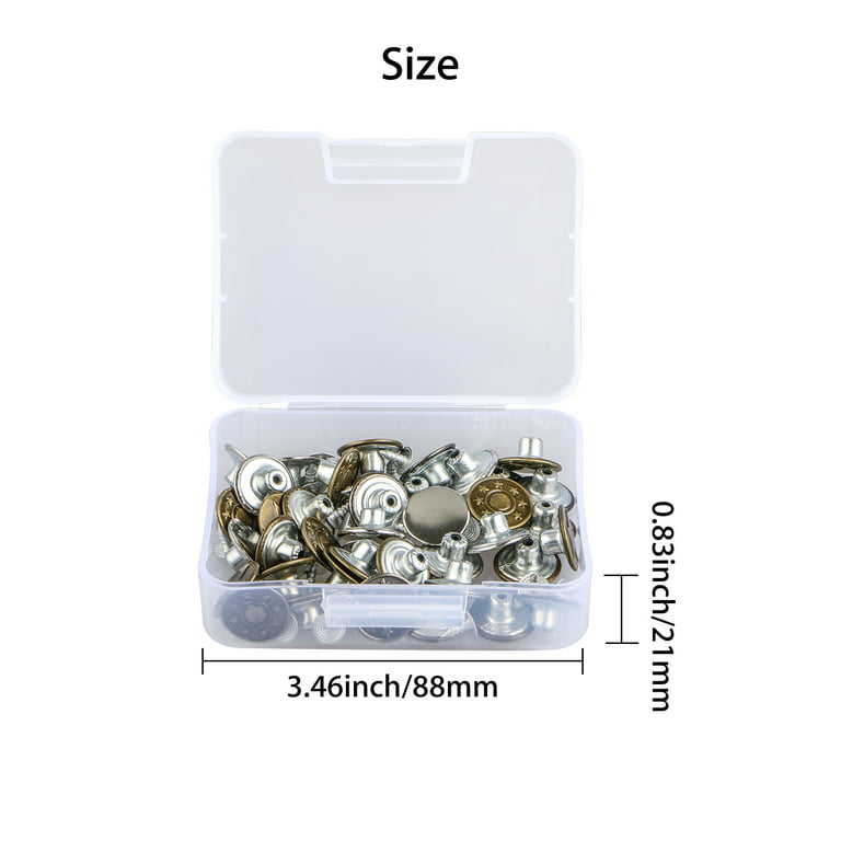 Bestgle 80 Sets 17mm Jeans Button Replacement Kit Metal Tack