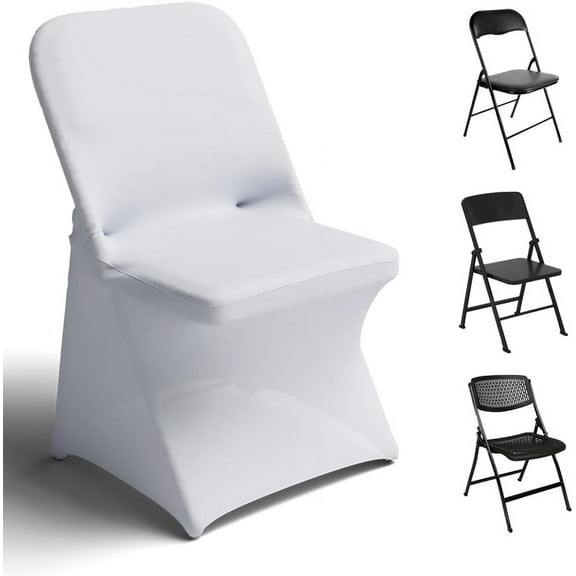 12 Pcs Spandex Chair Covers for Dining Chairs Stretch Polyester Dining Chairs Slipcovers for Wedding Party Decor Banquet Flat-Front Chair Cover (White)