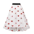 thumbnail image 4 of felwors Women's Cherry Embroidery Tulle Midi Skirt - High Waisted Flared A-Line Skirt for Party, Casual, Summer (White, L), 4 of 8