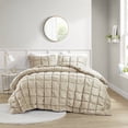 thumbnail image 2 of Intelligent Design Velvet Dream Puff 3-PC Velvet King Comforter Set in Taupe, 2 of 10
