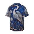 thumbnail image 2 of Fotbe Blue Heron Floral Garden print Short Sleeve Button Down Shirts for Men Casual Summer Beach Wrinkle Free Shirt-Medium, 2 of 7
