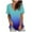 Blue, variant on gakvbuo Summer Plus Size Summer Tops for Women Tops Dressy Casual Trendy V Neck T Shirts Rolled Short Sleeve Tie Dye Gradient Printed Side Split Blouse Tee