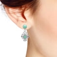 thumbnail image 3 of Victorian Inspired Green Turquoise Stone Sterling Silver Swirl Dangle Earrings, 3 of 5