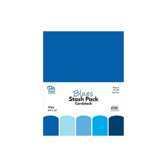 Paper Accents Stash Pack Cardstock 8.5"x 11" Blues 40pc