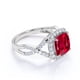 thumbnail image 4 of JeenMata Anillo de Compromiso Halo de 4 Puntas: Rubí y Moissanita de Corte Redondo de 1,2 TCW Creados en Lab: Hermoso Anillo de Compromiso con Pavé Cruzado; Baño de Oro Blanco de 18 K sobre Plata, 4 of 6
