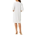 thumbnail image 3 of INSPIRE CHIC Women's Pajamas 3/4 Sleeves Spa Bathrobe Loungewear Zipper Up Robes S White, 3 of 6