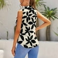 thumbnail image 3 of Black Flowers Beige Background Pattern Blouses Women Bow Tops Elegant Sleeveless Office Work Shirt Casual Holiday Women's Tops, 3 of 6