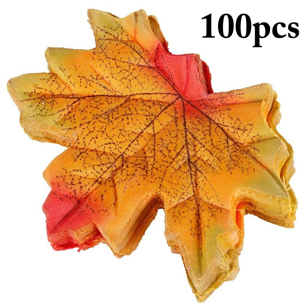 300 Pcs Artificial Maple Leaves 6 Colors Fake Fall Silk Autumn Party Mixed Decor 