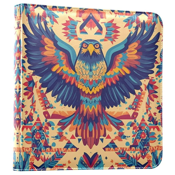 FORMRS 3 Ring Photo Album 4"x6" Self Adhesive Large Capacity PU Leather Cover, Colorful Abstract Eagle
