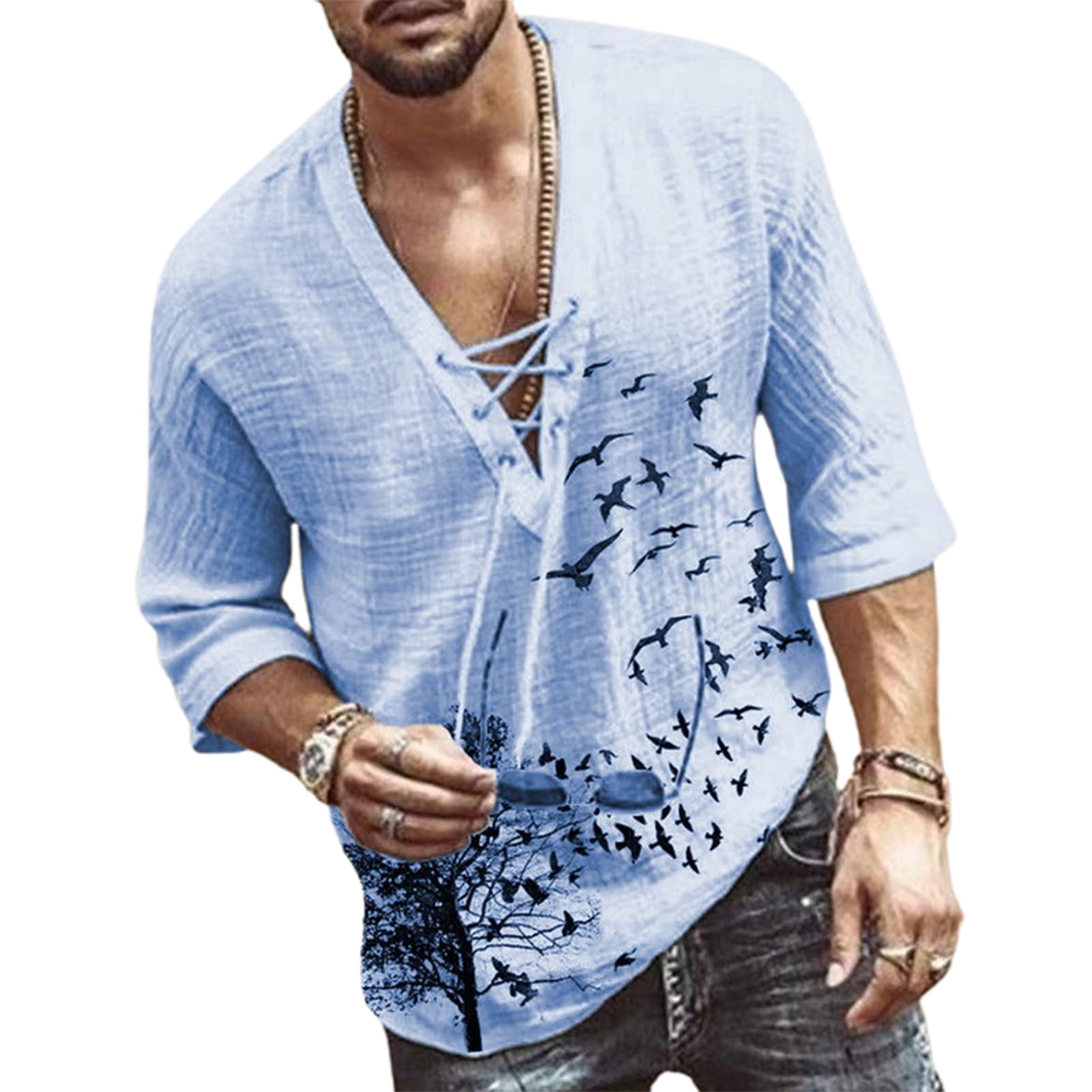 men's lace up front shirts