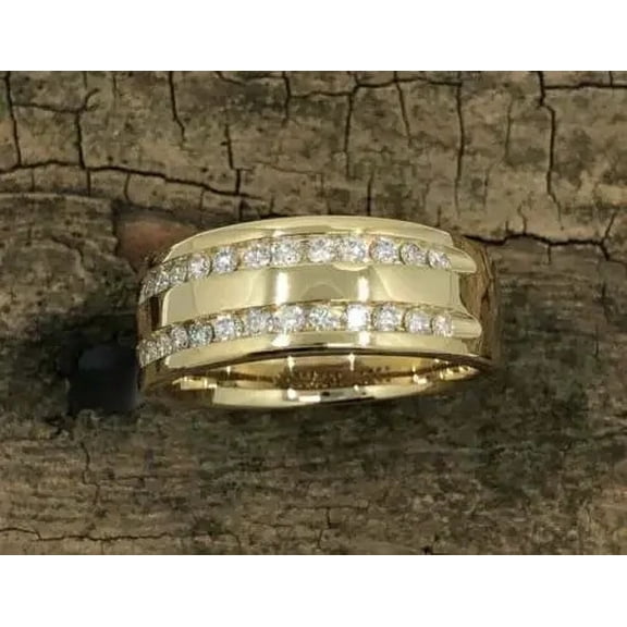 Wedding Band Ring Engagement Ring 14k Yellow Gold Plated Real 925 Silver 2Ct Round Cut Lab Created VVS1/D Diamond