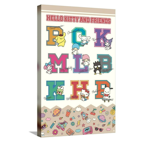 Hello Kitty and Friends: 24 College Letter - Group Canvas Wall Poster, 14.725" x 22.375"