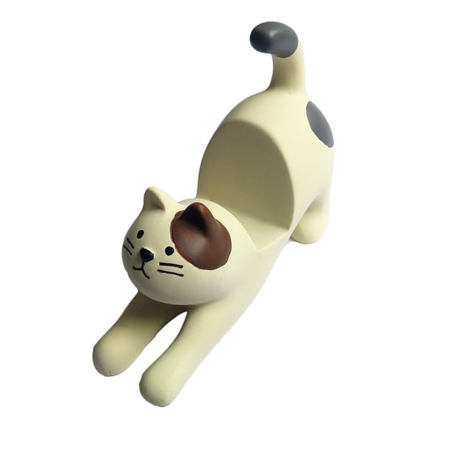Gato Creativo Pequeños Adornos Soporte para Teléfono Móvil De Resina Adornos Pequeños Creativos Soporte para Teléfono Inteligente Adornos Soporte para Teléfono Móvil Blanco