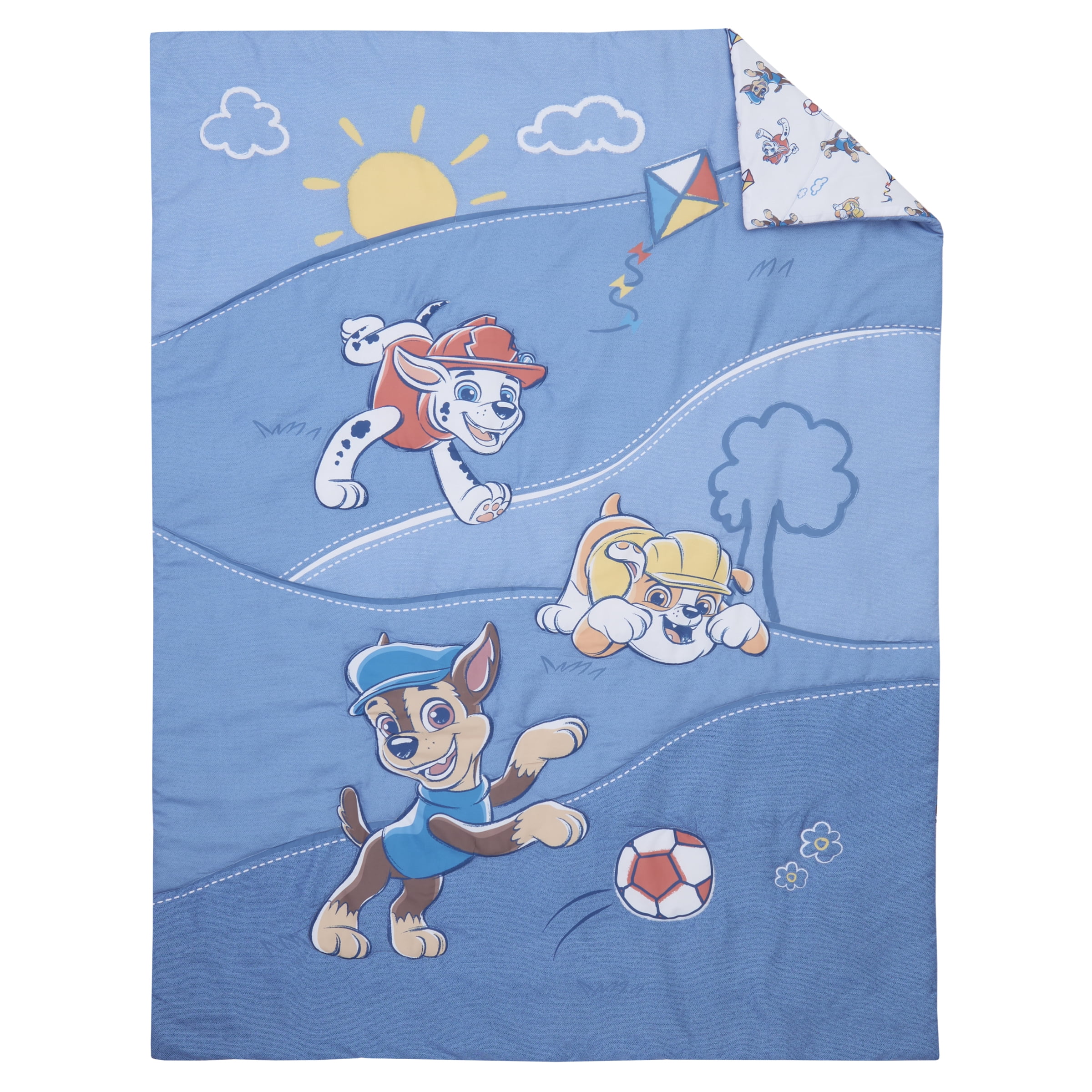 Paw Patrol 3-Piece Toddler Bedding Set, Pups at Play, Toddler Bed, Blue