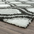 thumbnail image 5 of Contemporary 8x10 Area Rug Shag Thick (7'11'' x 9'11'') Geometric White, Silver Living Room Easy to Clean, 5 of 8