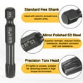 thumbnail image 5 of Uxcell 3pcs T40 Torx Screwdriver Bit 1/4" Hex Shank 50mm/2" Length S3 Steel Magnetic Tamper Proof Star 6 Point Head Hex Screw Driver Bits, Black, 5 of 7