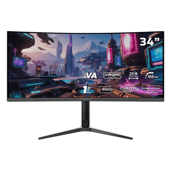 Monitor Gamer Curvo Balam Rush Extreme Earth Plus MGM34P 34” UWQHD | 165Hz | 1ms | R1500 | HDR | FreeSync/G-Sync | HDMI 2.1 | Altura Ajustable