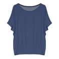 thumbnail image 5 of Weikingp Basic Tees For Women Womens Summer Tops Batwing Sleeve Oversized Solid Color T Shirt Women's Crew Neck Top Tshirts Shirts For Women Blue M Clearance！, 5 of 5