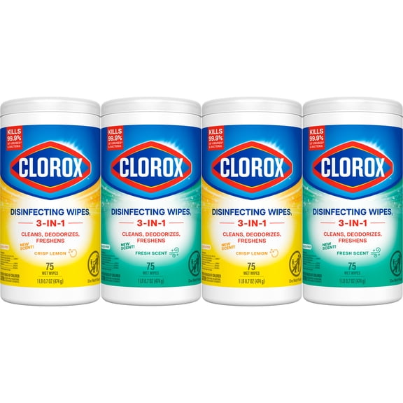 Clorox Bleach-Free Disinfecting and Cleaning Wipes, 75 Count Each, 4 Pack