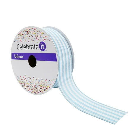 UPC: 0191518419634 | 1.5 Faux Linen Wired Thin Striped Ribbon by Celebrate It™ Décor