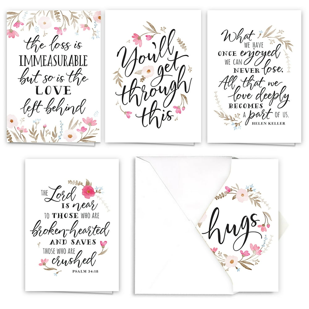 Floral Typography Encouragement Note Card Assortment set of 25
