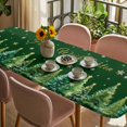 thumbnail image 3 of Green Christmas Tree Table Cloths for 8 Foot Rectangle Tables, Xmas Trees Snowflake Farmhouse Patio Waterproof Elastic Fitted Tablecloths, Washable Rectangular Table Cover for Camping, 3 of 8