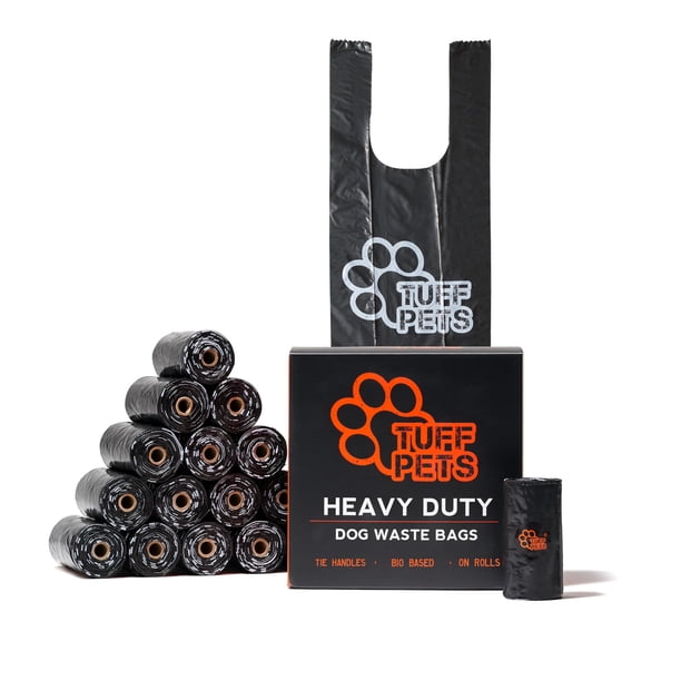Bolsa para excrementos de perro Tuff Pets, resistente, con asas, 16 rollos