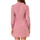 thumbnail image 4 of INSPIRE CHIC Camisa vestido de botones con cuello de muesca y escote en V para mujer, estampado de lunares en rosa y blanco, talla XS, 4 of 7
