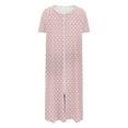 thumbnail image 3 of Women Zip Up Nightgown Short Sleeve Sleepwear Long Lounge Dress with Pockets Soft Cotton Loungewear Pajamas, 3 of 6