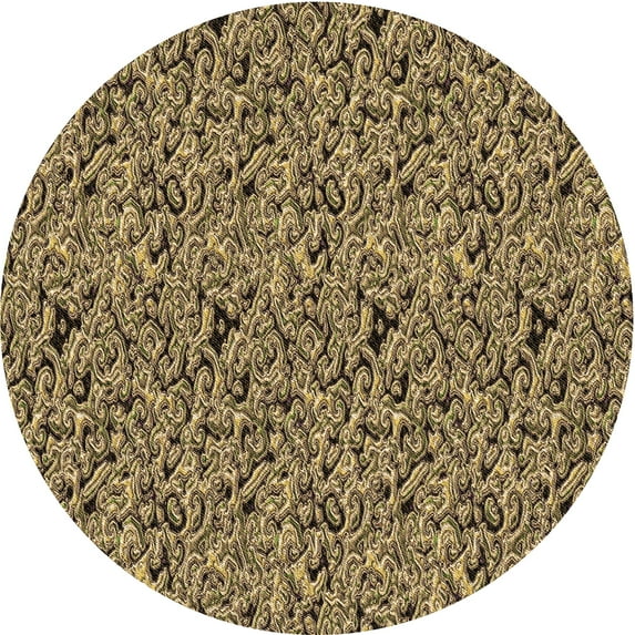 Ahgly Company Indoor Round Patterned Metallic Gold Area Rugs, 8' Round
