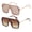 Beige, Brown, variant on OWL Oversized Sunglasses for Women Men UV400 Lens Flat Mirror Top Rimless Eyewear