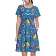 thumbnail image 1 of Easygdp Sailboat With Sailing para Vestido Transpirable de Mujer, Vestido Suelto de Manga Corta con Pliegues y Bolsillos para el Verano, 1 of 6