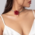 thumbnail image 2 of LYMAYTER Ras du Cou pour Filles Ras du Cou pour Femmes - Chaîne, Brillant, Ajustable, Rétro Fait Main Fleur Rose, 2 of 7
