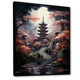 thumbnail image 2 of Designart "Mystical Pagoda Japon painting" Japanese Floater Framed Wall Art Living Room, 2 of 7
