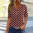 thumbnail image 4 of Xixinqiwan Women Tops,Women's T-Shirt Graphic Tees Floral Printed Casual Short Sleeve Button Down Tops Summer Loose Fitted Top, 4 of 6