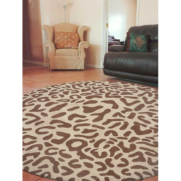Rugsotic Carpets Hand Tufted Wool 8'x8' Round Area Rug Contemporary