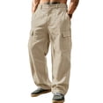 thumbnail image 2 of Ceisia Men Cargo Pants Linen Cotton Multi Pockets Straight Leg Loose Fit Casual Outdoor Daily Long Trousers Gift, 2 of 10