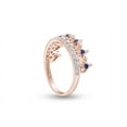 thumbnail image 4 of AFFY Round Shape Simulated Blue Sapphire With 0.06 Cttw White Diamond Heart Crown Ring In 14K Rose Gold Over Sterling Silver, 4 of 6